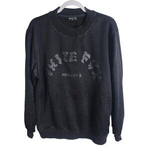 White Fox Project 5 Black Crewneck Oversized Sweatshirt Small Medium